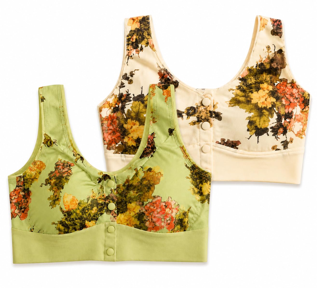 Women's Front Closure Wireless Comfort Bra Pack of 2, Non-Padded Full Coverage Floral Print Everyday Bra, Multi Colour 3 XL-image-20