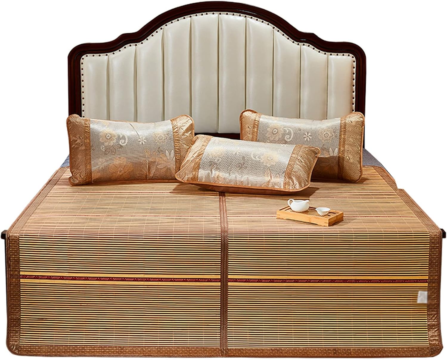 Bamboo Sleeping Mat,Cooling Mat Mattress,Traditional Chinese Summer Sleeping Rattan Pad Cooling Mattress Foldable Breathable Summer Sleeping Mat For Single Double Queen-size Bed-2 sides 1.2x1.9m(3.9x6