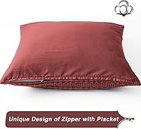 Vista 421 de PHF Fundas de almohada 100% algodón con tejido de gofre de 24 x 24 pulgadas, paquete de 2 fundas cuadradas para decoración elegante del hogar, sin