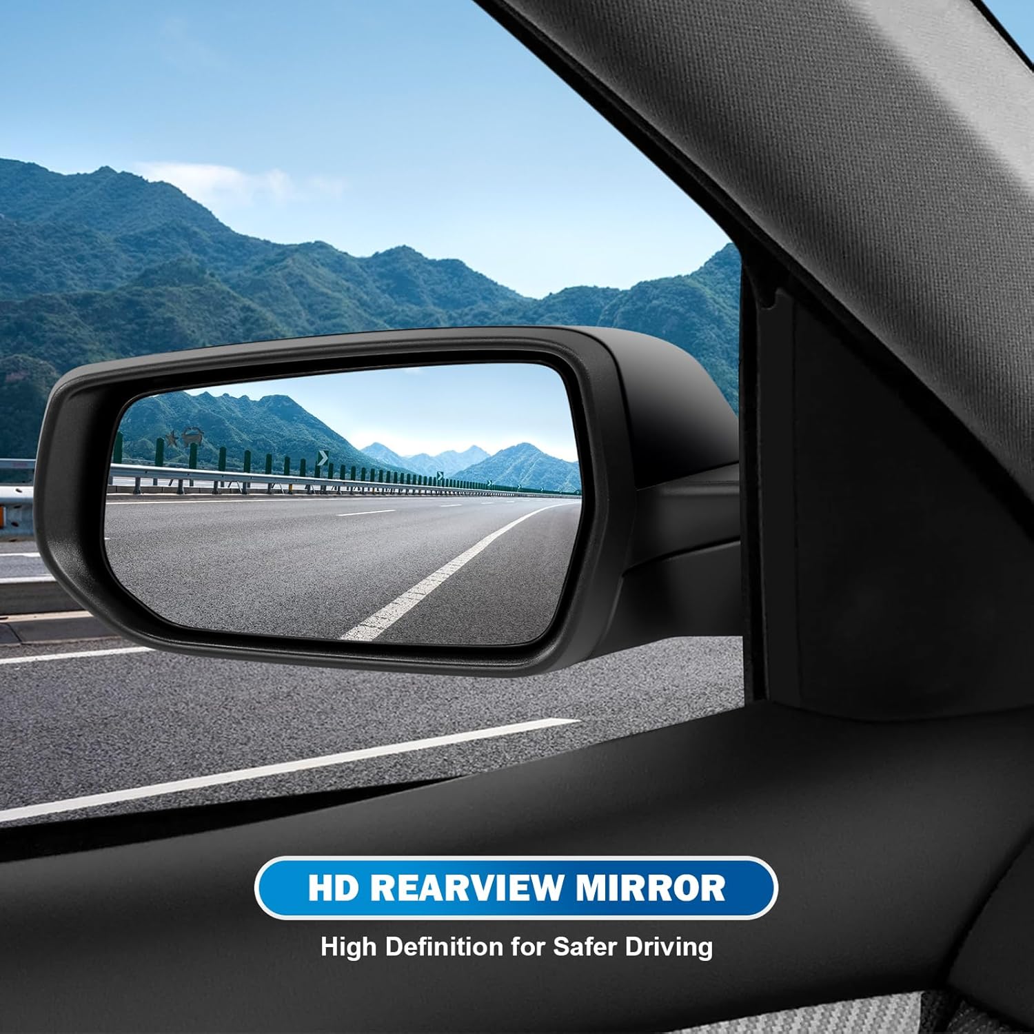 Left Driver Side Mirror Compatible with Chevy Malibu 2016 2017 2018 2019 2020 2021 2022, Rear View Mirror with Blind Spot Detection/Memory/Heated/Turn Signal Light/Manual Folding (12Pins, Gloss Black)