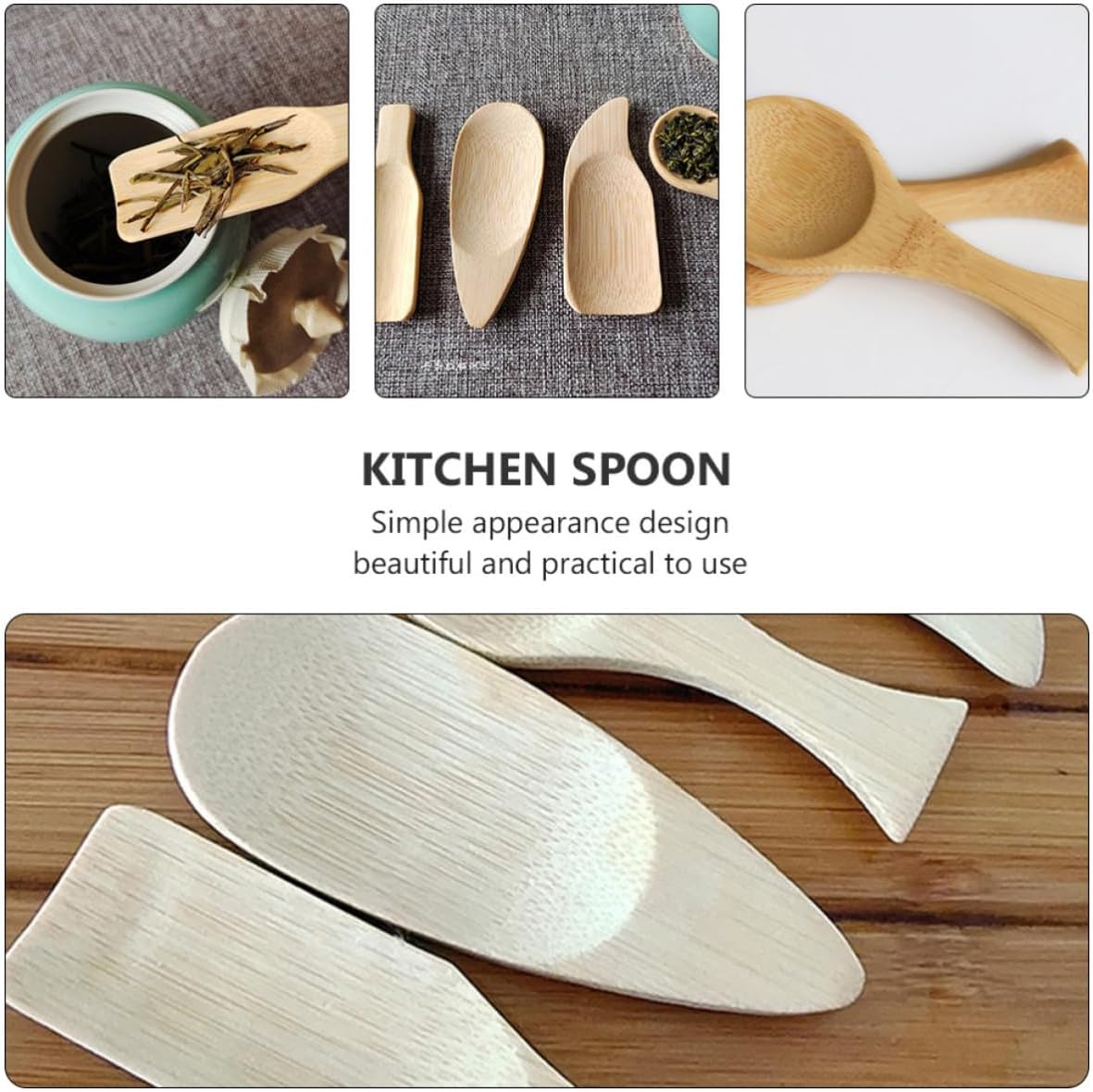 Multipurpose Bamboo Spoon Set 12 Piece for Tea, Jam, Milk Powder