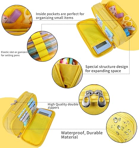 Miniatura 3 de Estuche para lápices, bolsa con asa grande, organizador de escritorio de gran capacidad, caja de marcadores de almacenamiento, maquillaje