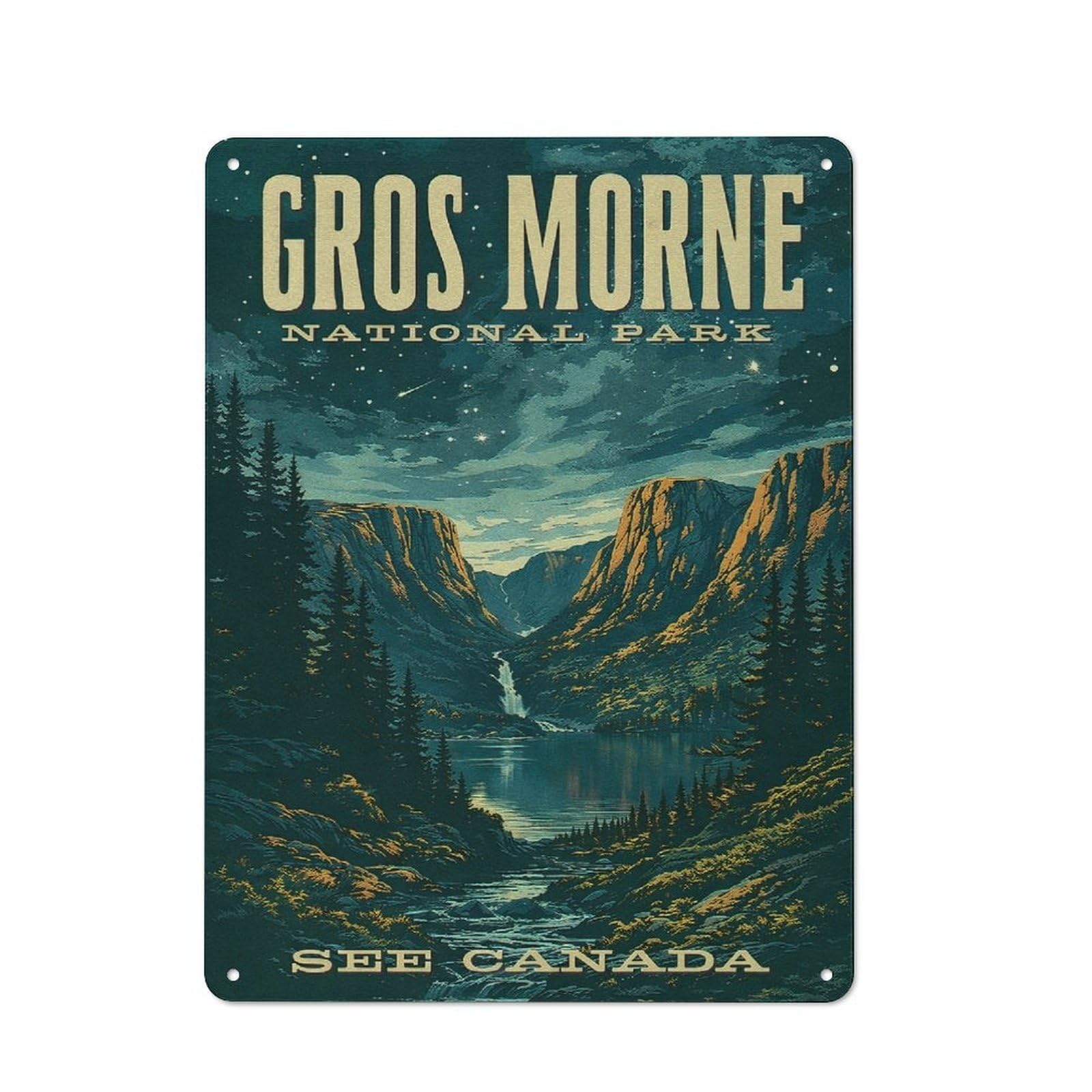 Junmoney Style-4 Vintage Gros Morne National Park Vintage Metal Wall Art Sign 40X30cm, Old Style Wall Plaque For Bedroom, Office, Home Bar Or Dining Room