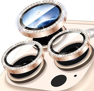 Suoman for iPhone 16 Pro/16 Pro Maxカメラカバー、アイフォン16プロ/プロマックスカメラフィルム キラキラ-チタンゴールド