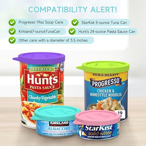 Miniatura 2 de 4 tapas de silicona para latas de 3.4 pulgadas para Hunt's  Starkist  Kirkland  Progresso Can, cubierta de sellado hermético para conservas, tapas