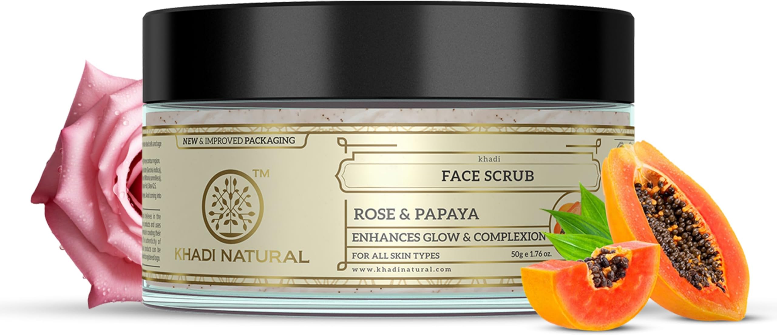 KHADI NATURAL Rose and Papaya Face Scrub, 50g