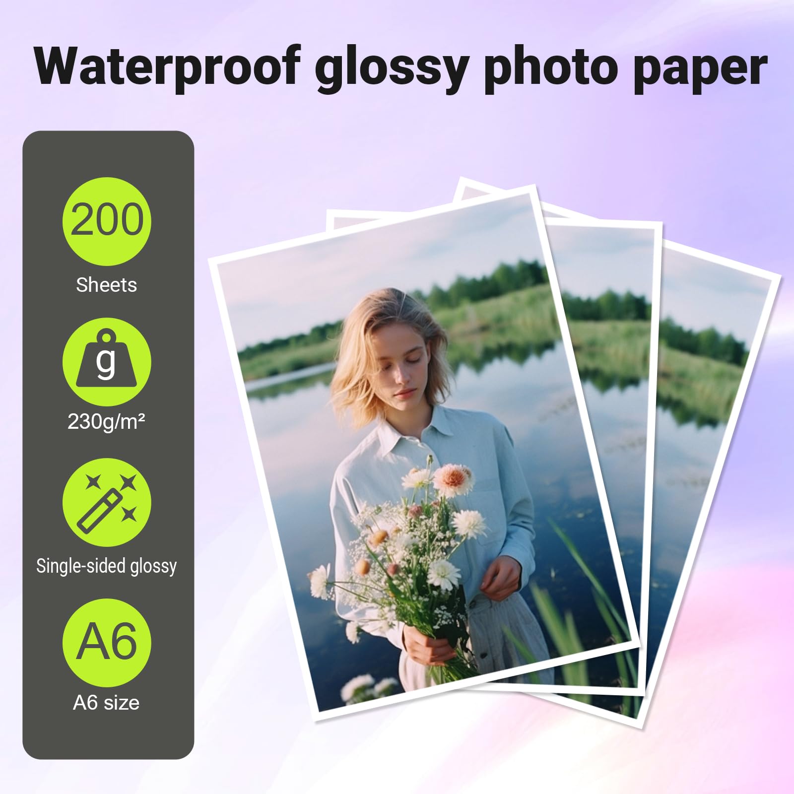 Carta Fotografica Lucida 10x15 cm 230 g/m² 200 Fogli per Stampante a Getto d'Inchiostro