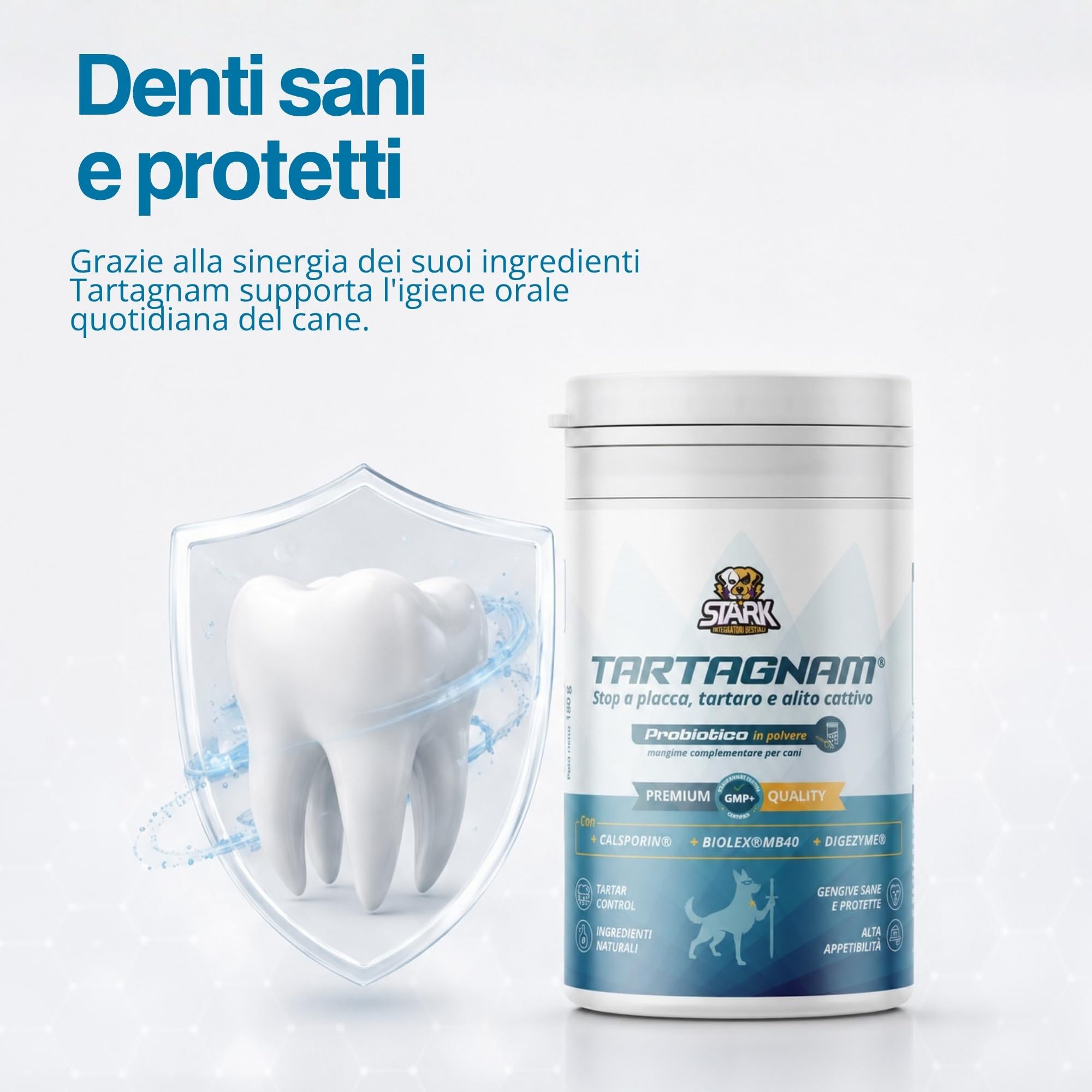 Sciogli Tartaro Denti Cane 180g Polvere Dentale per Cani Supporto Alito Cane Protezione Denti Gengive per Placca e Tartaro con Ingredienti Naturali Mangime Complementare Alta Appetibilità Igiene Orale