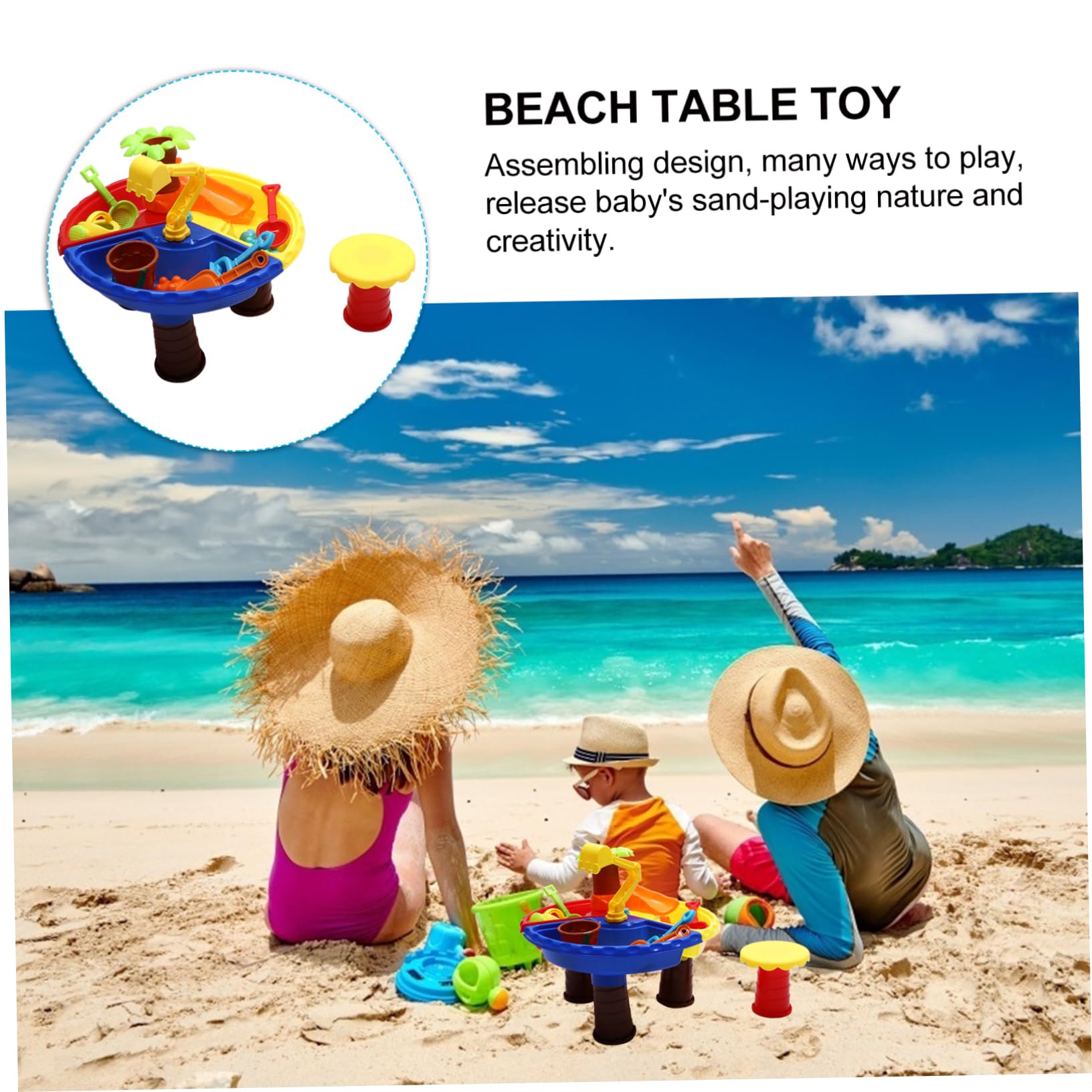 UPKOCH 1 Juego Mesa de Playa para Arena Infantil con Accesorios Juguete de Seguro para Jardín y Playa la Imaginación y Socialización para Niñas