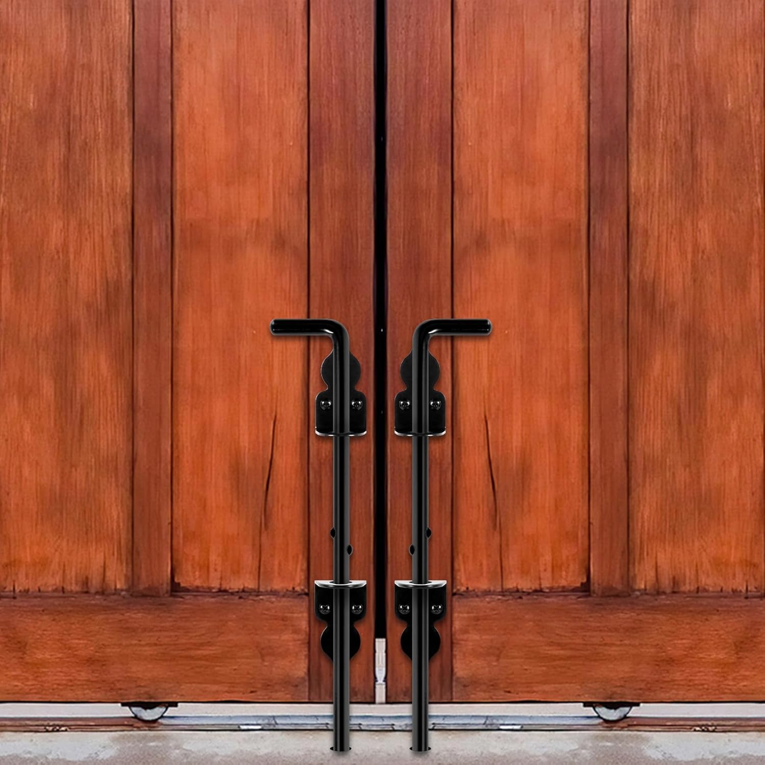 1 Pack 18" Cane Bolt Iron Gate Drop Rod Fence Gate Stopper Cane Latch for Wood PVC Vinyl Metal Gate Lock Pole Exterior Interior Outdoor Heavy Duty Farm Barn Bar Door Hardware, Ground Latch Anchor