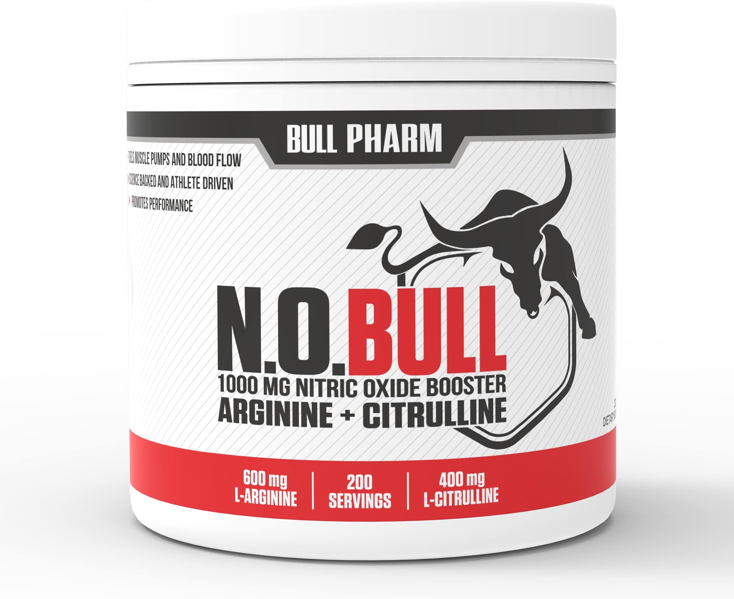 N.O.BULL - Nitric Oxide Booster | Contains L-Arginine & L-Citrulline | Supports Muscle Growth, Vascularity & Extra Strength | HGH Booster | Pre Workout | Vegan | Non-GMO | FSSAI Approved -200 Tablets