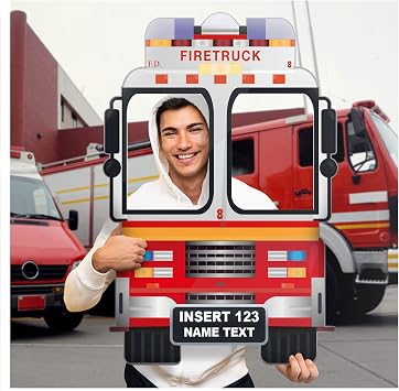 Personalized Fire Truck Photo Booth Frame - Fireman Party Photo Prop - Custom Firefighter Photo Booth Paper