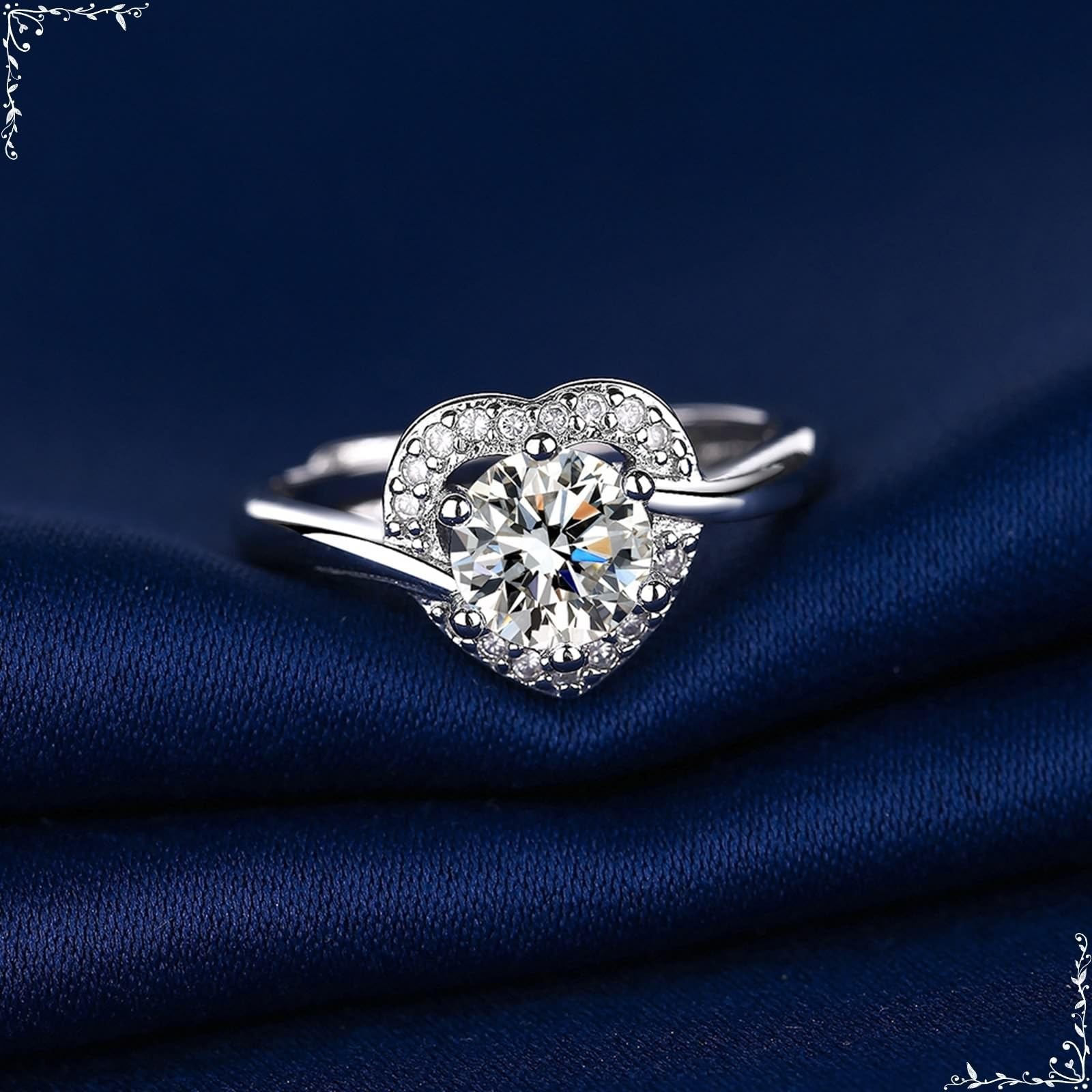 Wycian Read Your Heart Moissanite pierścionki zaręczynowe białe złoto 18K serce z cyrkonią rozmiar H 1/2 moda dla pań biżuteria zaręczynowa