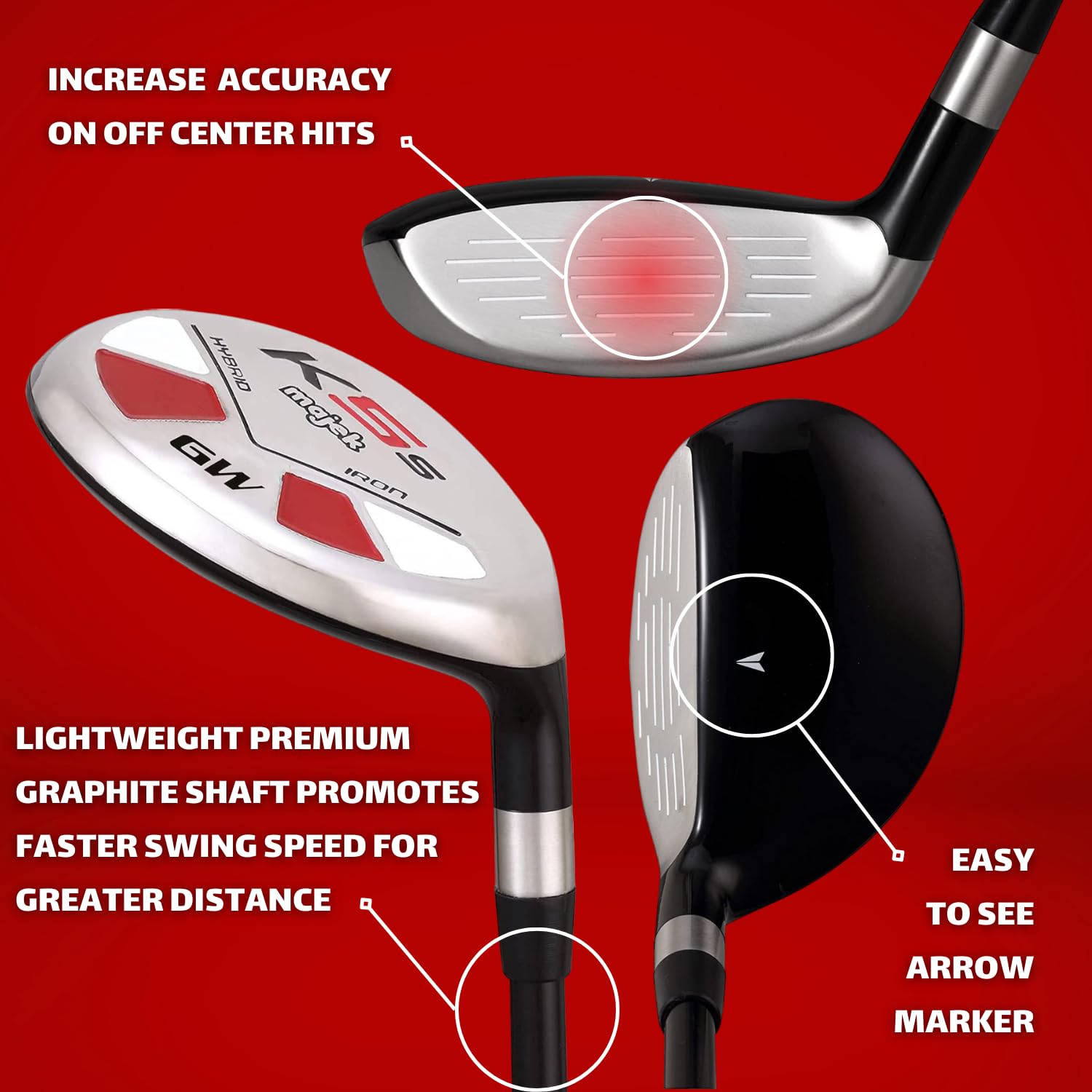 Majek Golf #GW Hybrid 52 Degree Hybrid Iron Wedge Lady Flex Graphite Right Handed Tall Plus 1 Inch Over Standard Ladies Length Club Perfect for Long Golf Shots