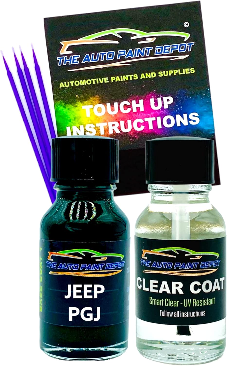 Auto Paint Depot Touch Up Paint for Jeep Commander,Grand Cherokee,Liberty,Wrangler-Jeep Green Metallic GJ/PGJ (All Years, All Models) Half Ounce with Clear Coat