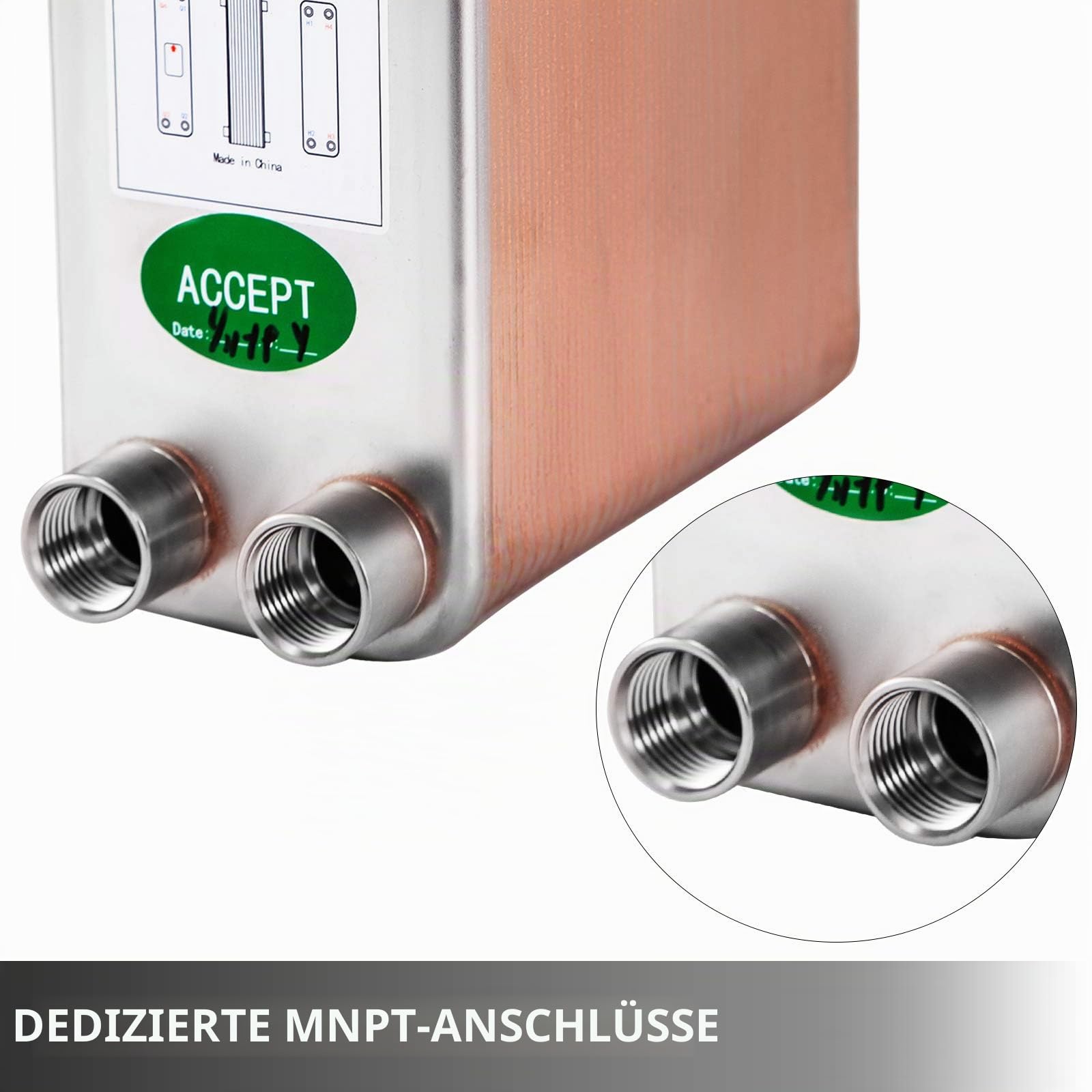 BestEquip Plattenwärmetauscher Edelstahl B12-60,Wärmetauscher 60, Plattenwärmetauscher 3,0 MPa, Wärmetauscher heizung, Silber