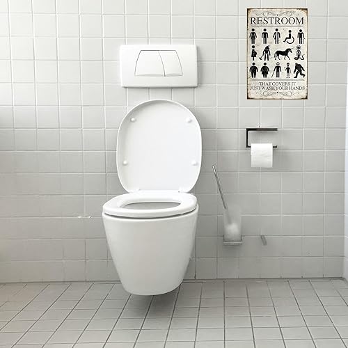 Miniatura 5 de Letrero de metal retro divertido para baño, inodoro y baño, decoración de pared con humor para decoración de pared, regalos para el hogar, bar,