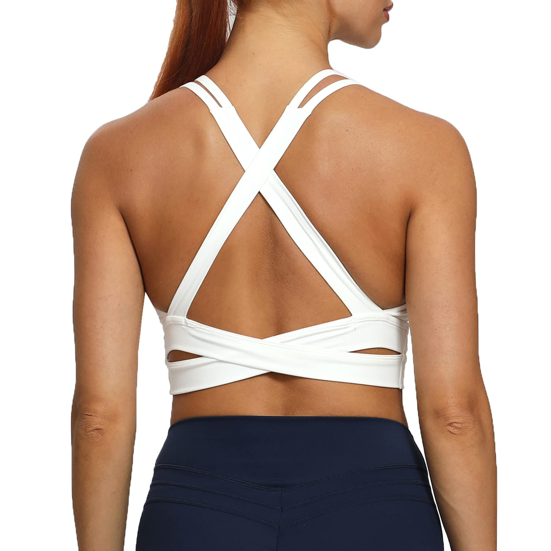 AoxjoxWomen's Workout Sports Bras Fitness Backless Padded Trainning Infinity Gym Bra Yoga Crop Tank Top