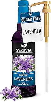 Syruvia Sugar Free Coffee Syrup, Lavender Flavored Syrup for Drinks, Lattes, and Desserts – 25.4 fl oz, With Pump