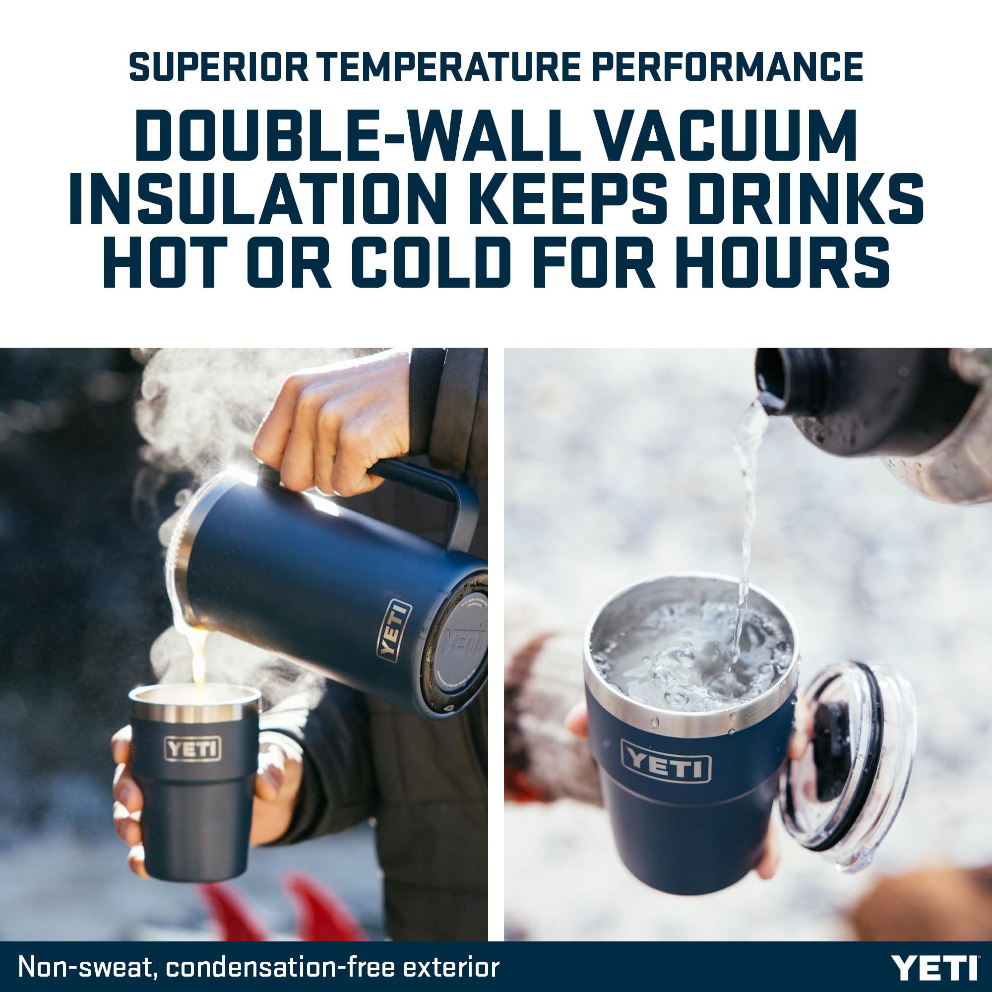 YETI Rambler Tazza Impilabile da 16 oz (473 ml) con Coperchio Magslider Rimovibile, Tazza da Caffè in Acciaio Inossidabile con Isolamento Sottovuoto, Blu Royal