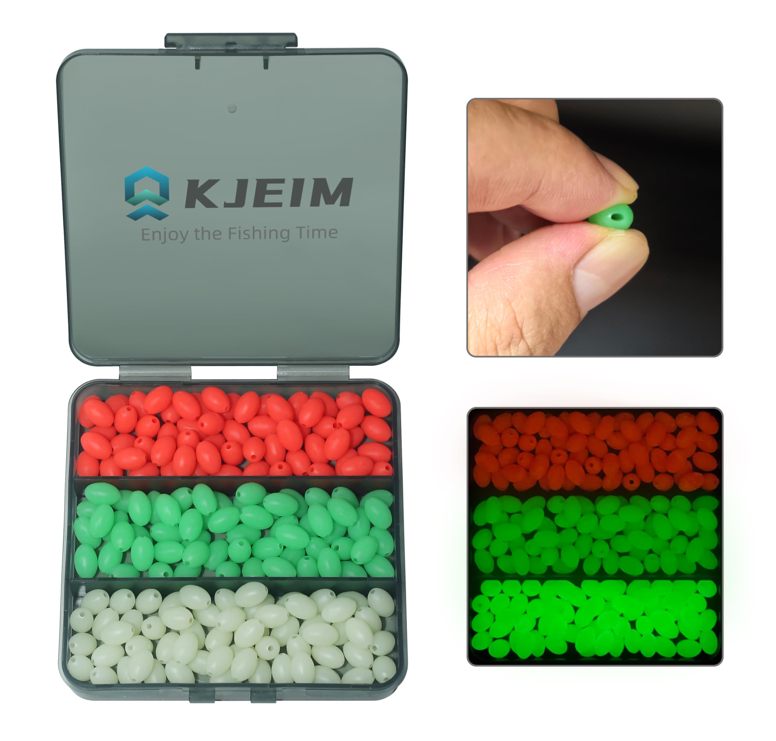 Glow Fishing Beads 180/330/600pcs Oval Soft Rubber Luminous Bait Eggs for Rigs Steelhead Trout Bass Salmon Lure Making