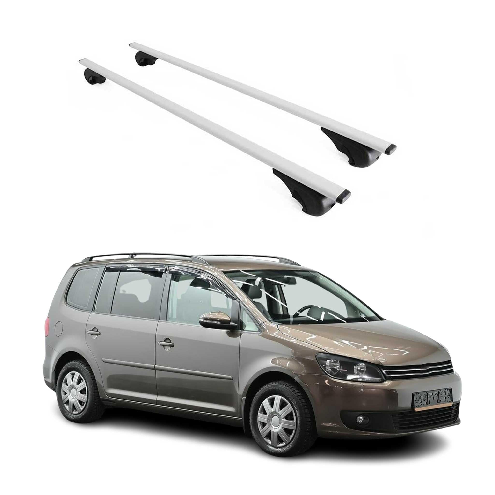 OMAC Dachträger für VW Touran 2003-2015 Stahl 2 Stangen Silber