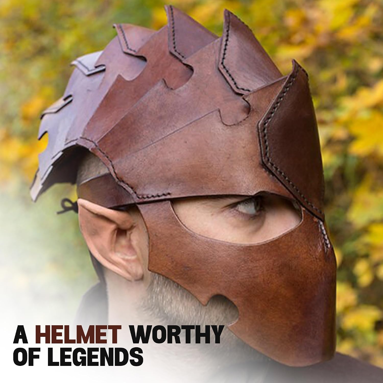 SZCO Top Grain Leather Helmet with Chin Strap | Leather Helmets for LARP and Cosplay – Adjustable, and Lightweight Armor