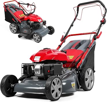 173cc Gas Powered Self Propelled Lawn Mower[Foldable] - Easy to Start, 3 in 1 Multi Functional Gas Push Lawnmower with 60L Grass Tank for Yard Garden, Self-Propelled Rear Wheel System, 20 Inch Red