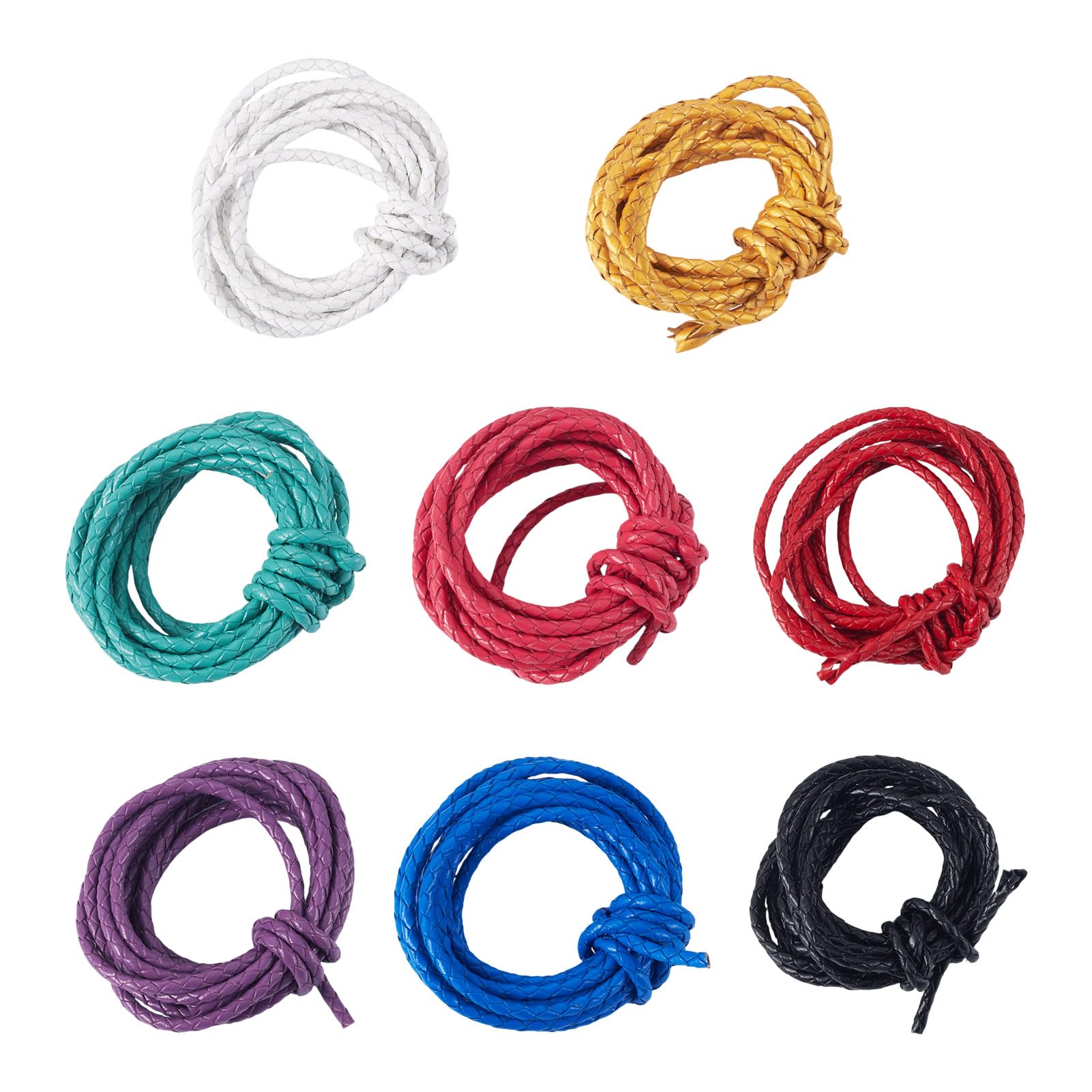 Cordon en cuir tressé rond de 3mm pour création de bijoux raffinés