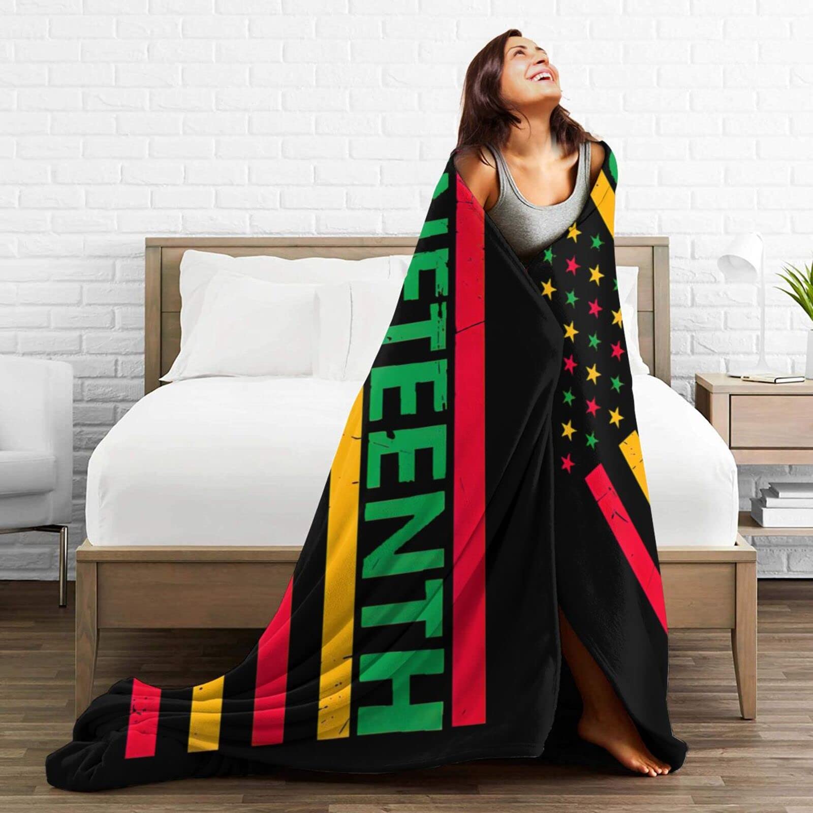 Juneteenth is My Independence Day 1865 19. Juni Flanelldecke, ultraweiche Micro-Fleece-Überwurfdecken, warme Klimaanlage, leichte Bettwäsche für Sofa, Couch, Stuhl, die ganze Saison über