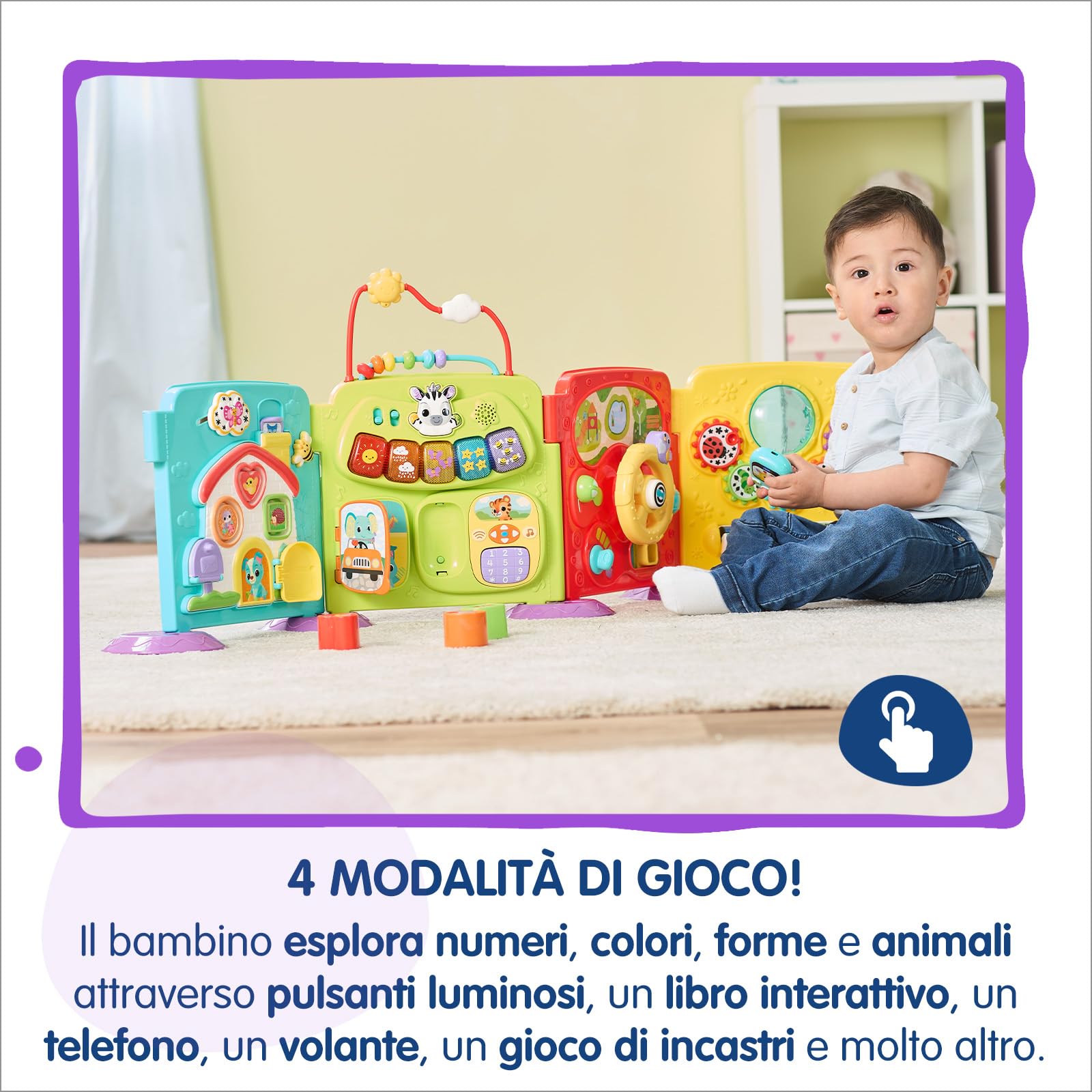 VTech Il Mio Primo Centro Attività, Centro Attività 3 in 1 con 2 Canzoni e 10 Melodie, Sviluppo Motricità Fine, Spegnimento Automatico, Lingua Italiana, Batterie Incluse, 6-36 Mesi