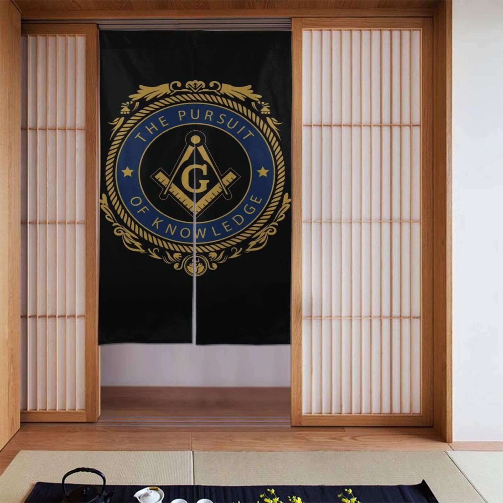 Lukiyys Freemasonry Masonic Lodge Symbol Door Curtains,Doorways Curtains for Windows,Bedroom Divider 34"X 56"