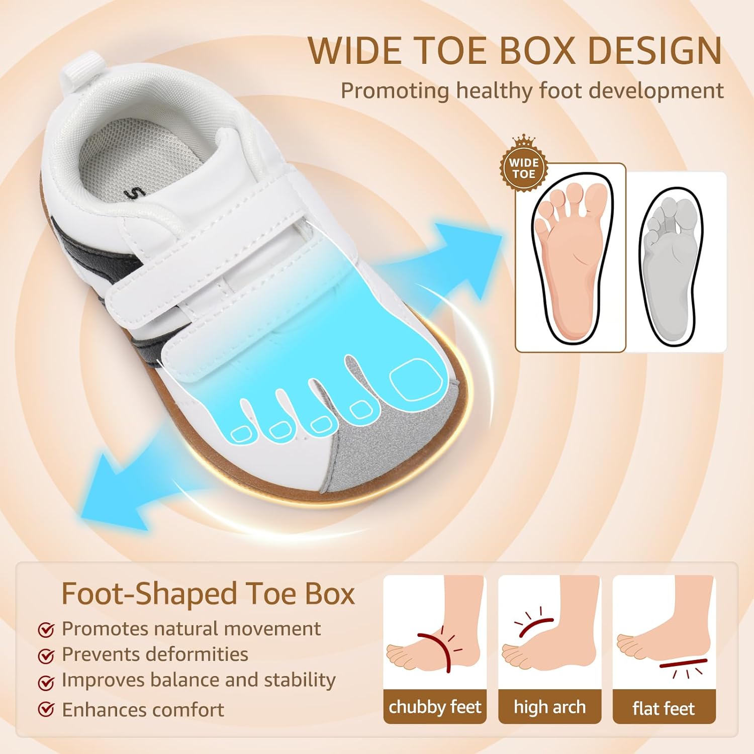 Toddler Wide Toe Box Barefoot Shoes Girls Boys Sneakers Zero Drop Fashion Kid Tennis Running Shoes Lightweight Non-Slip Comfortable First Walking Shoe Outdoor Activities School - Image 4