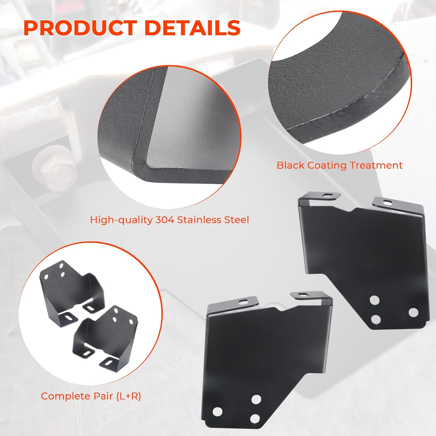 Front Bumper Support Brackets Driver & Passenger Side Pair for 1986-1993 Dodge Ramcharger & Trucks (D/W 150, D/W 250, D/W 350) - for W/D Series, Stainless Steel Replacement Brackets, Left+Right