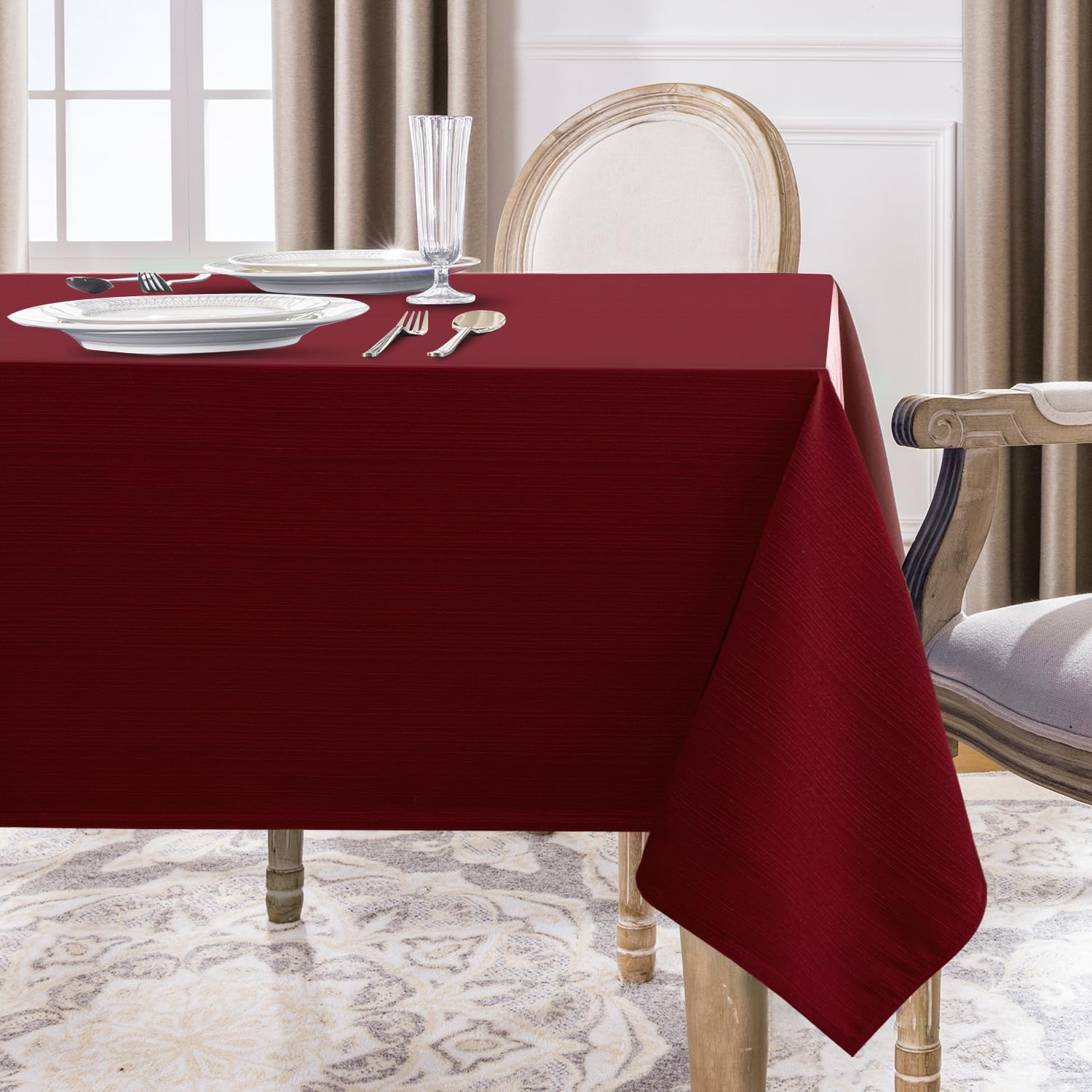 Softalker Mantel de Navidad Antimanchas Rojo 100 x 140 cm,210 g/m²,Estructura de Lino,Lavable,Impermeable,Rectangular,Manteles decoración para jardín,Fiesta,cumpleaños,Año Nuevo
