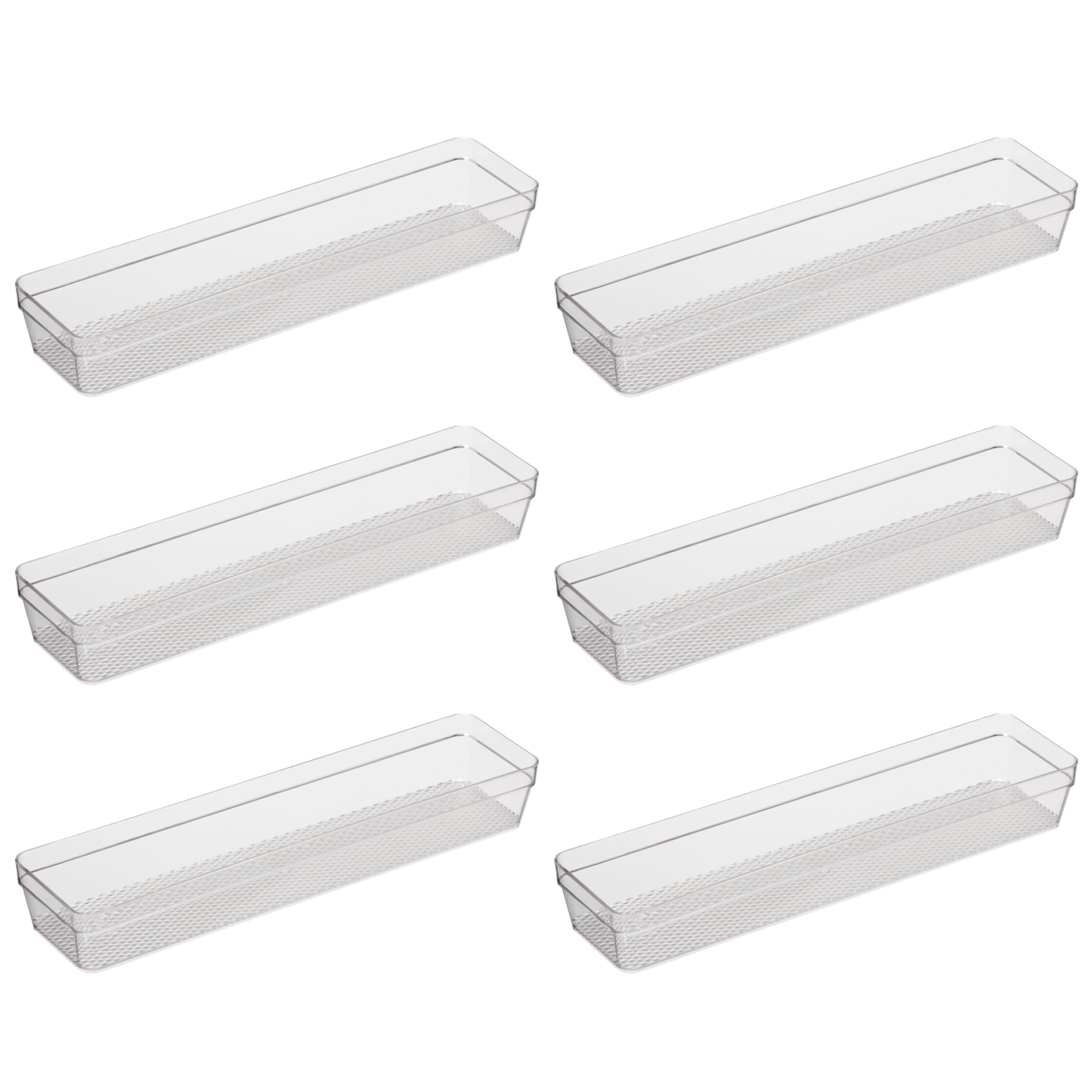 Oggi Przezroczysty organizer do szuflad – 7,6 x 31,8 cm (zestaw 6 sztuk) – idealny do organizowania szuflad kuchennych, biura, biurka, sztućców, przyborów kuchennych, kosmetyków i łazienek