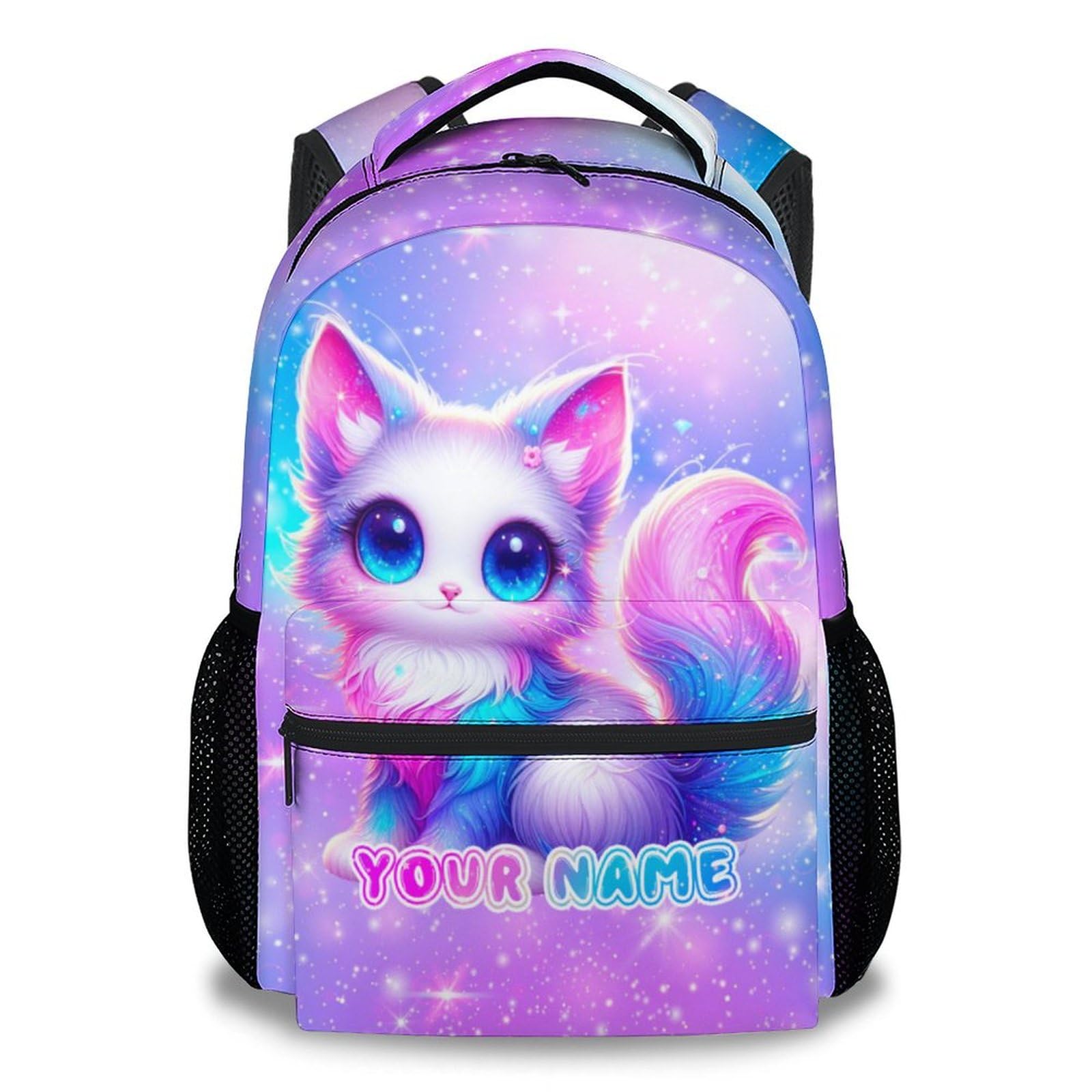 Customized Kids Backpack for School - 17 Inch for Girls Cat Toddler Backpacks - Durable Lightweight Portable Travel Bookbag