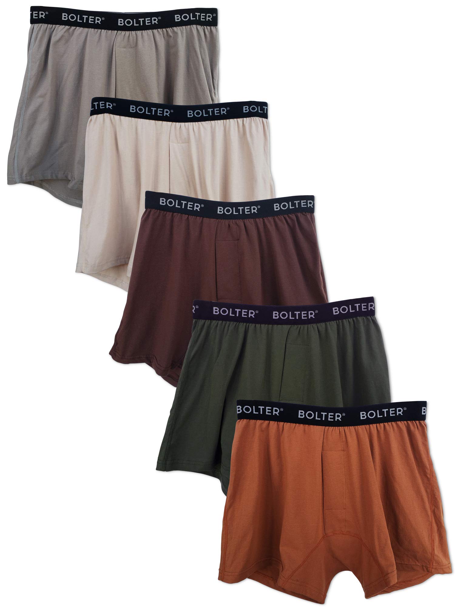 Bolter Mens 5-Pack Cotton Stretch Boxers Shorts