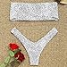ZAFUL Women's Strapless Leopard Print High Cut Two Piece Bandeau Bikini Set (White, S)