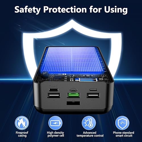 Miniatura 5 de Power Bank 60000mAh 22.5W Cargador portátil de carga rápida con linterna, 4 salidas y 3 entradas pantalla LED, gran capacidad, batería externa para