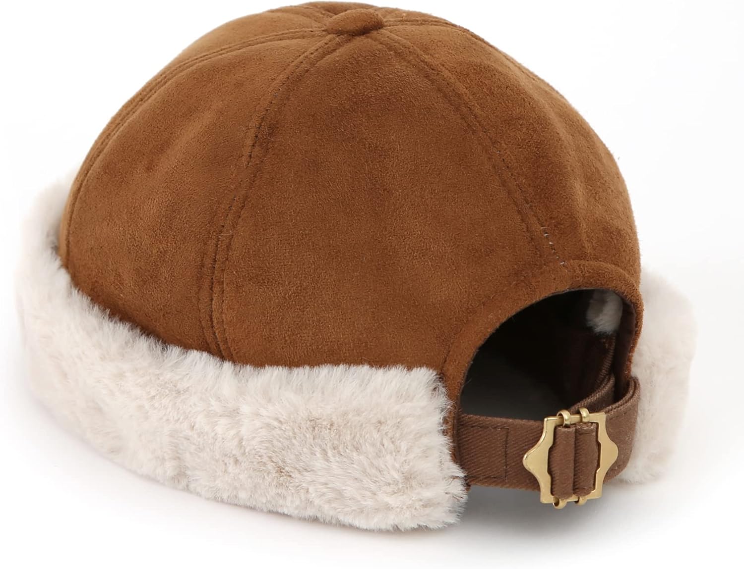 UNDERCONTROL Leon Cinch Back Buckle Strap Brass Label Brimless Artificial Suede Fleece Unisex Beanie Winter Cold Hat Korea
