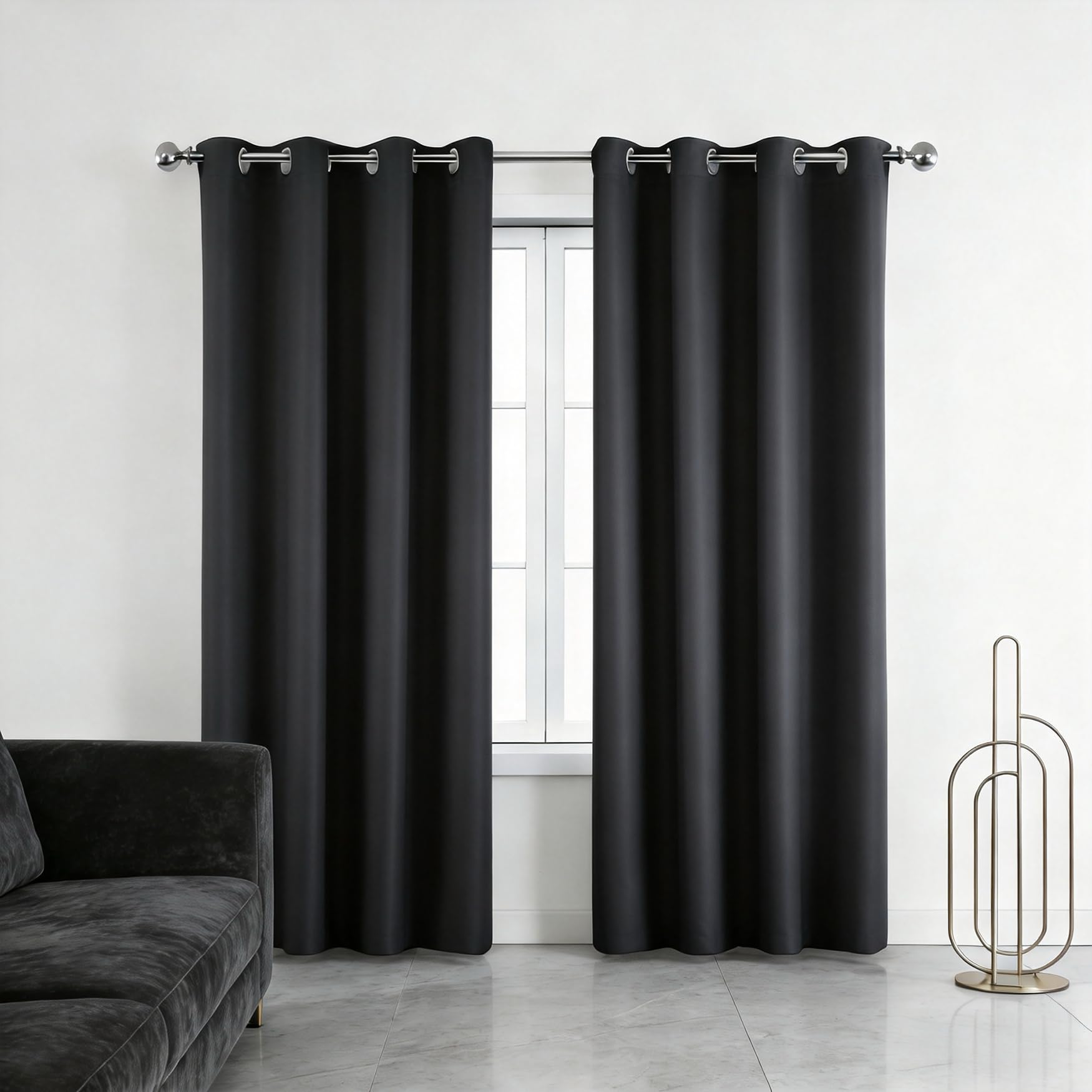 Rideau Thermique Anti Chaleur et Phonique Opaque Gris 250x210 cm