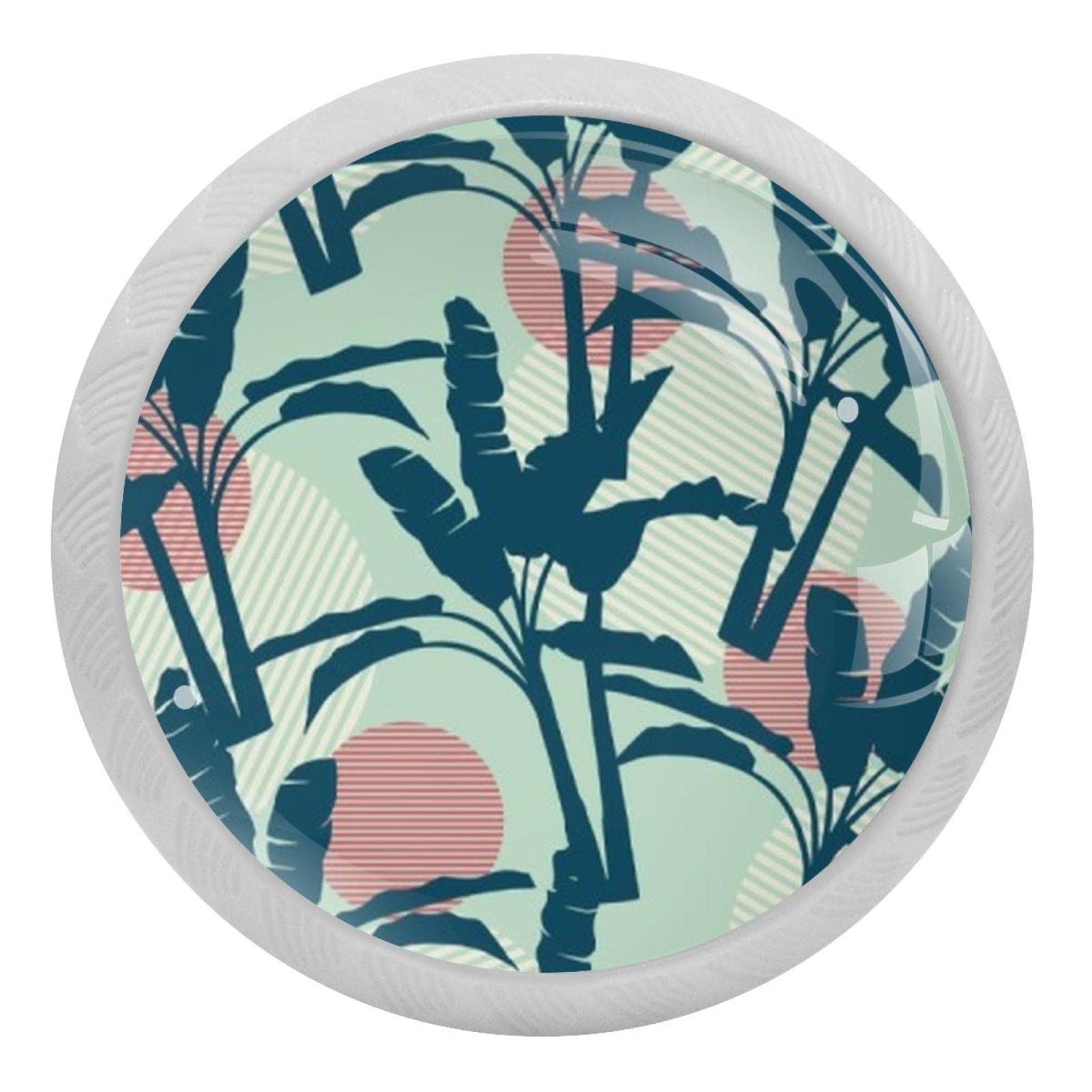 Poignées de tiroir en verre 35 mm et boutons ronds feuille de bananier pour cuisine