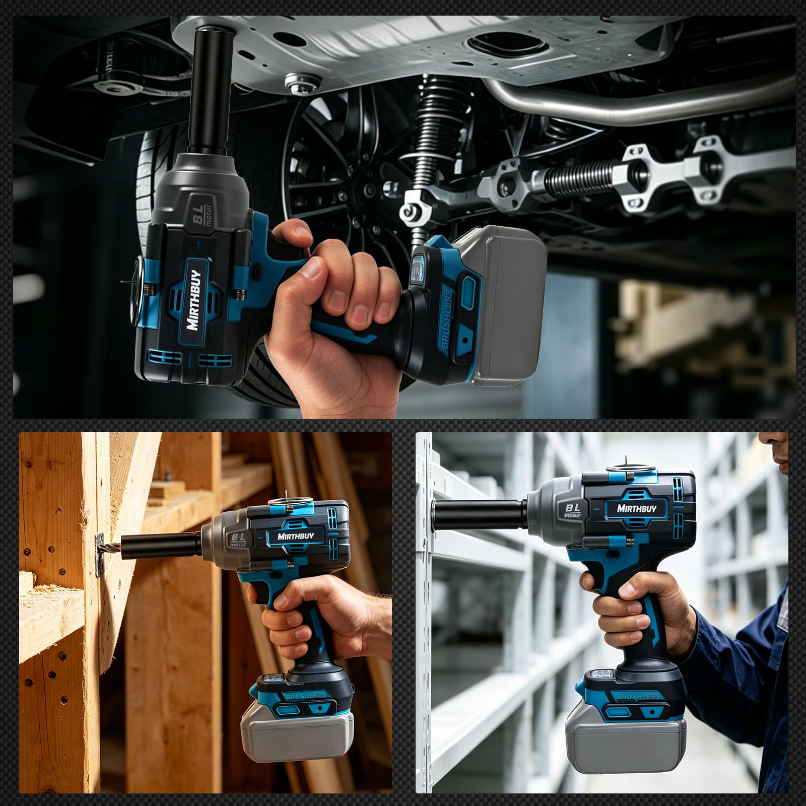 Llave de impacto inalámbrica de 1800 N.m para Makita 18 V, máx. 4000 RPM, 1/2 pulgadas, sin escobillas, atornillador de impacto eléctrico con luz LED, 4 niveles de velocidad, para reparación