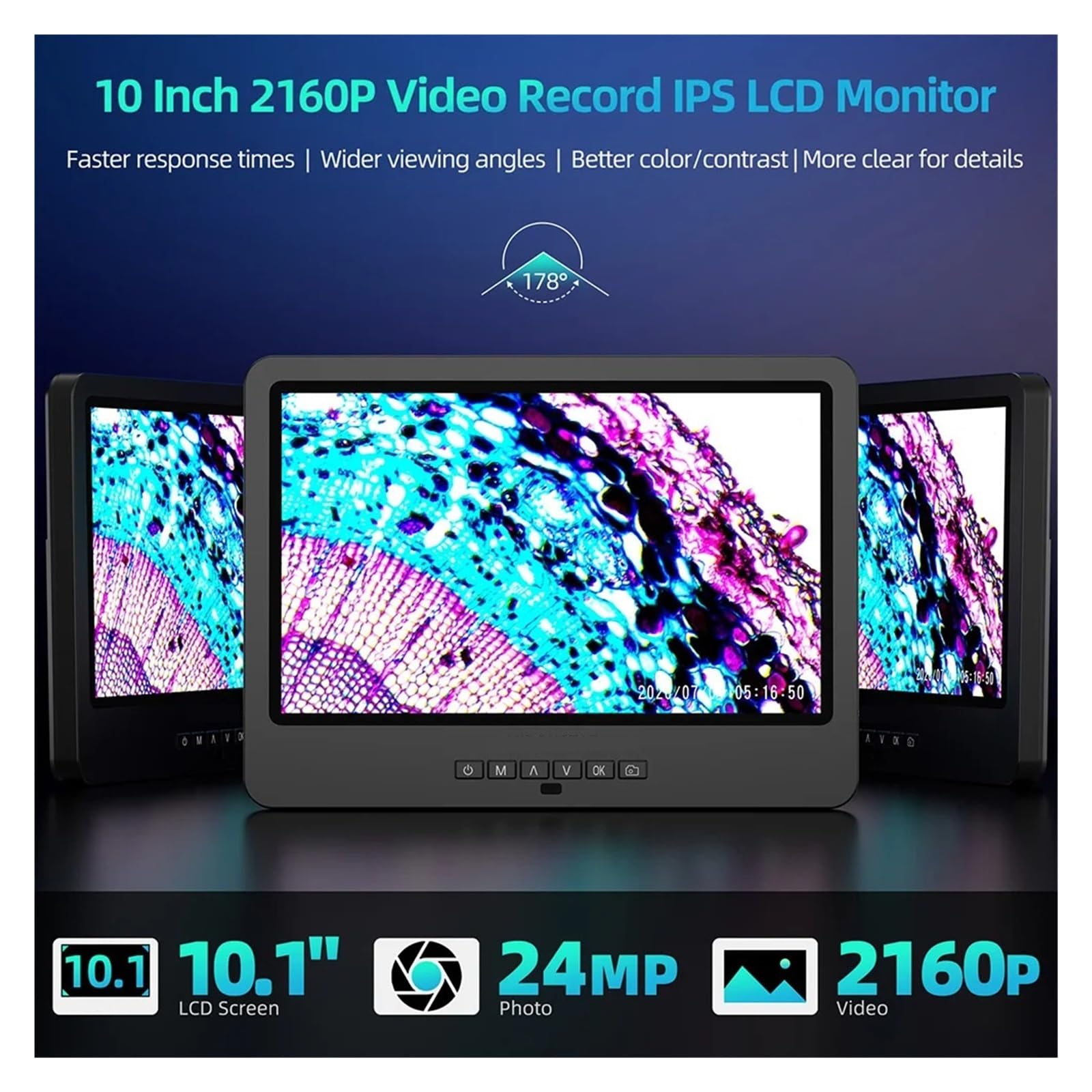 Z Endoskopem 5000X Mikroskop Cyfrowy HDMI 10.1 LCD UHD 2160P 5 Obiektywami Biologiczny W Laboratorium Domowym WyraźNy I Precyzyjny