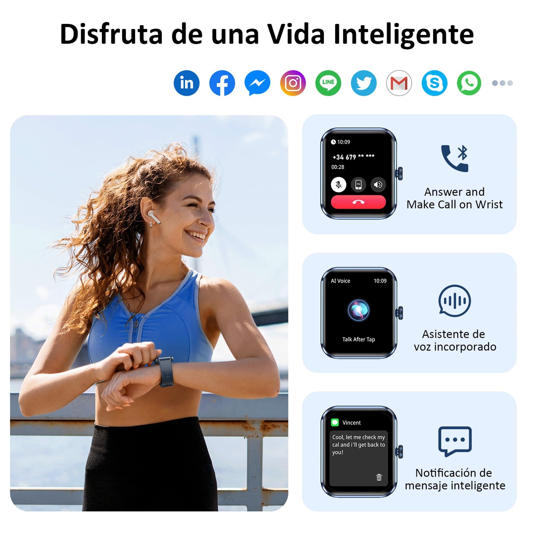 Blackview Smartwatch Hombre (Realizar/Recibir Llamadas), 1.85" Reloj Inteligente Hombre - Pulsómetro/Oxímetro/Sueño, Whatsapp Mensajes, Pulsera Actividad - 100 Modos Deportivos, Podómetro, Android iOS