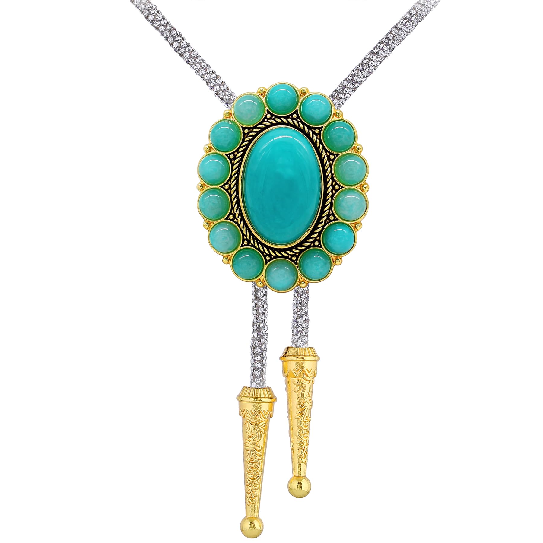GelConnie Bolo Tie for Men Women Western Cowboy Turquoise Leather Necktie