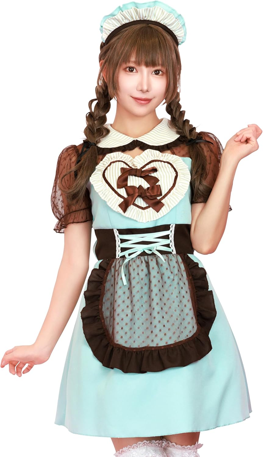 クリアストーン(Clearstone) コスプレ ハロウィン チョコミントハートメイド レディース グリーン クリアストーン(Clearstone) コスプレ ハロウィン チョコミントハートメイド レディース グリーン