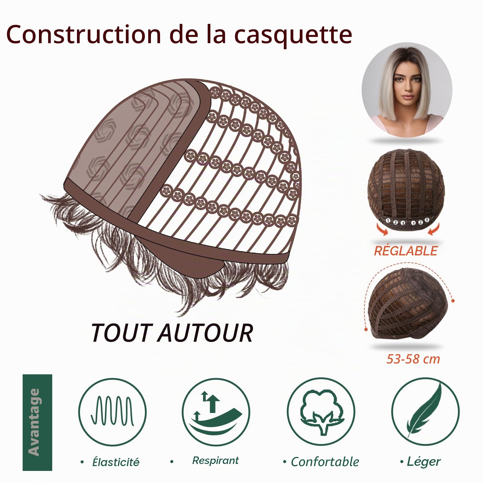 testar Perruque blonde courte pour femme courte et droite ombrée blonde cheveux naturels naturels perruques synthétiques sans colle pour usage quotidien fête 12 pouces