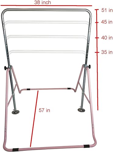 Miniatura 3 de JUNGLE KIDS Gimnasio Horizontal Colgante Mono Bar Gimnasia Patio Interior Rosa